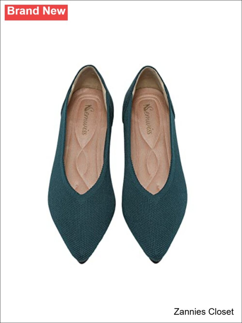 ✨ Pointed Toe Ballet Flats Memory Foam Insole Knit Work Office Teacher Shoes
